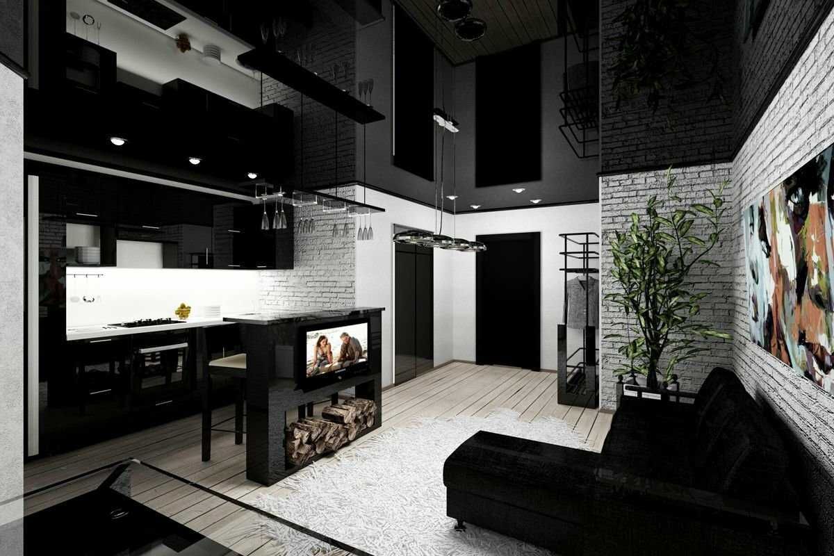 Кухня С Черным Потолком Дизайн