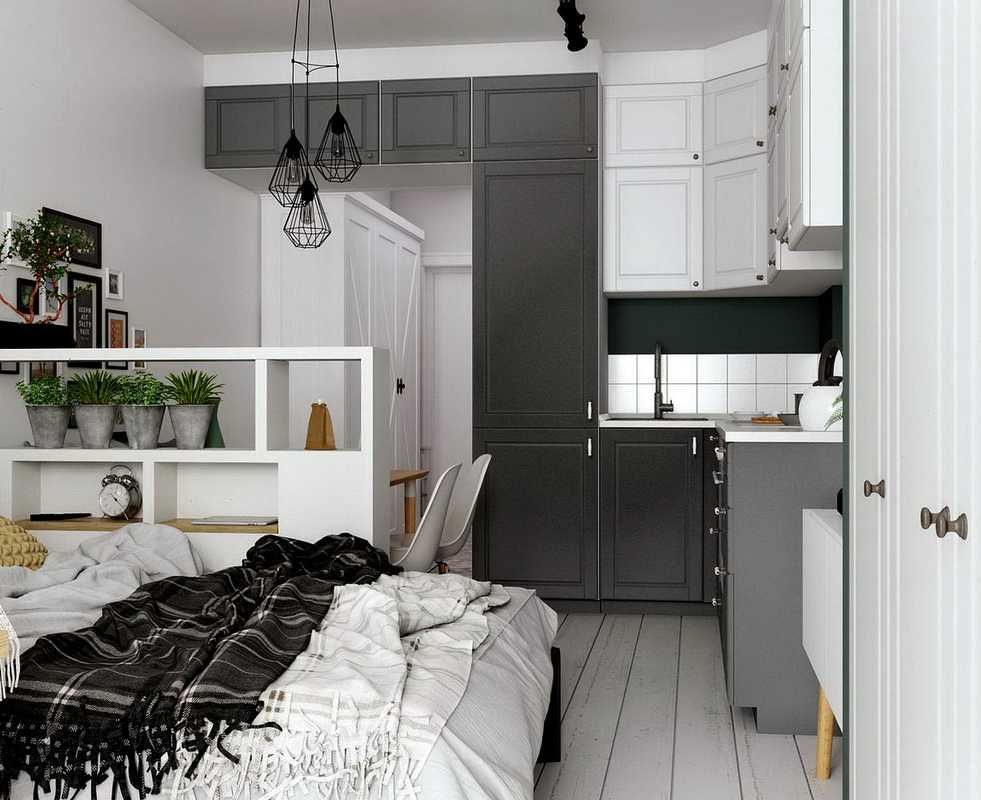 Интерьер дизайн кухни спальни (48 фото)