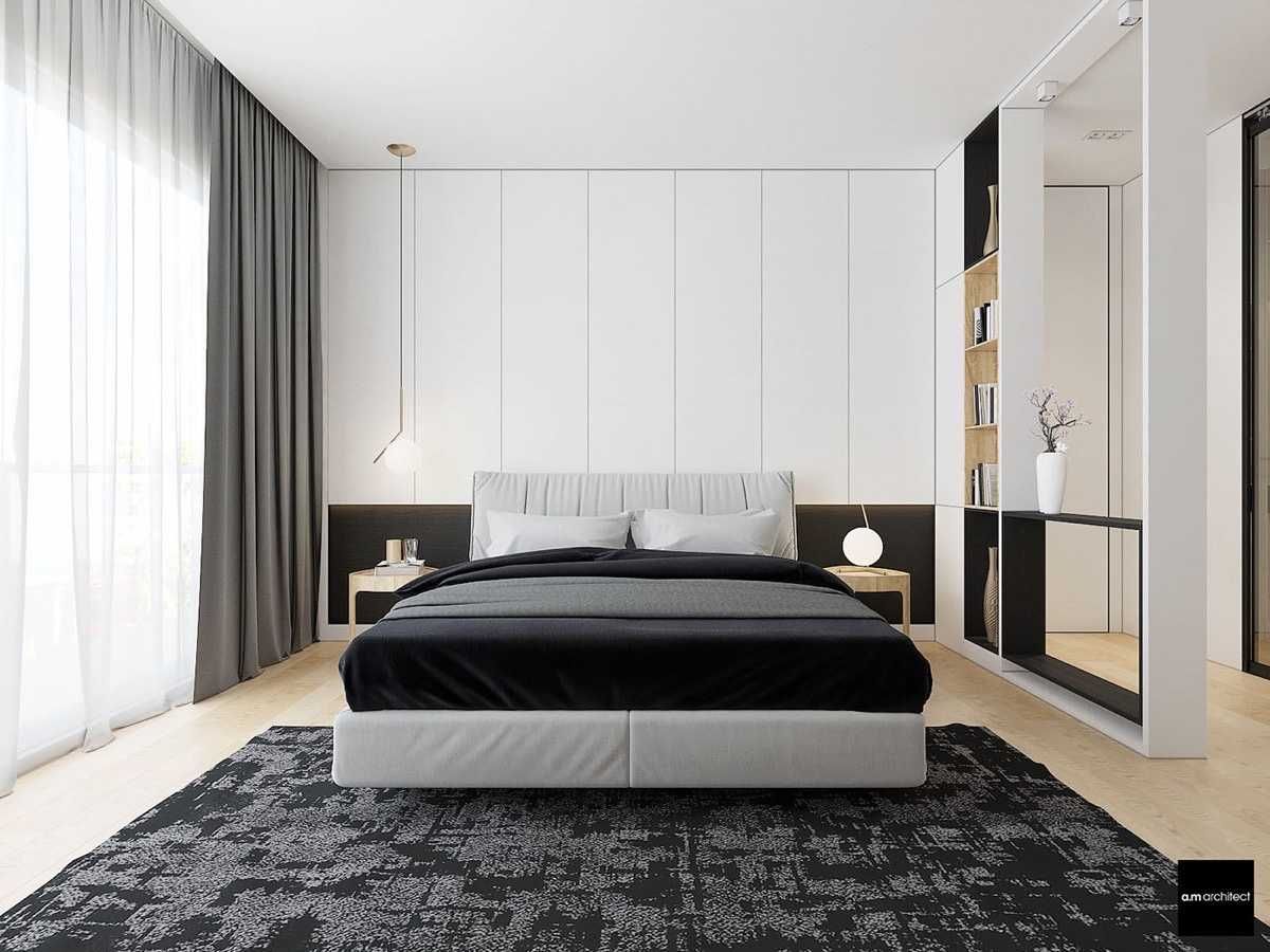 Дизайн чёрно-белой спальни, секреты оформления - 70 фото интерьеров