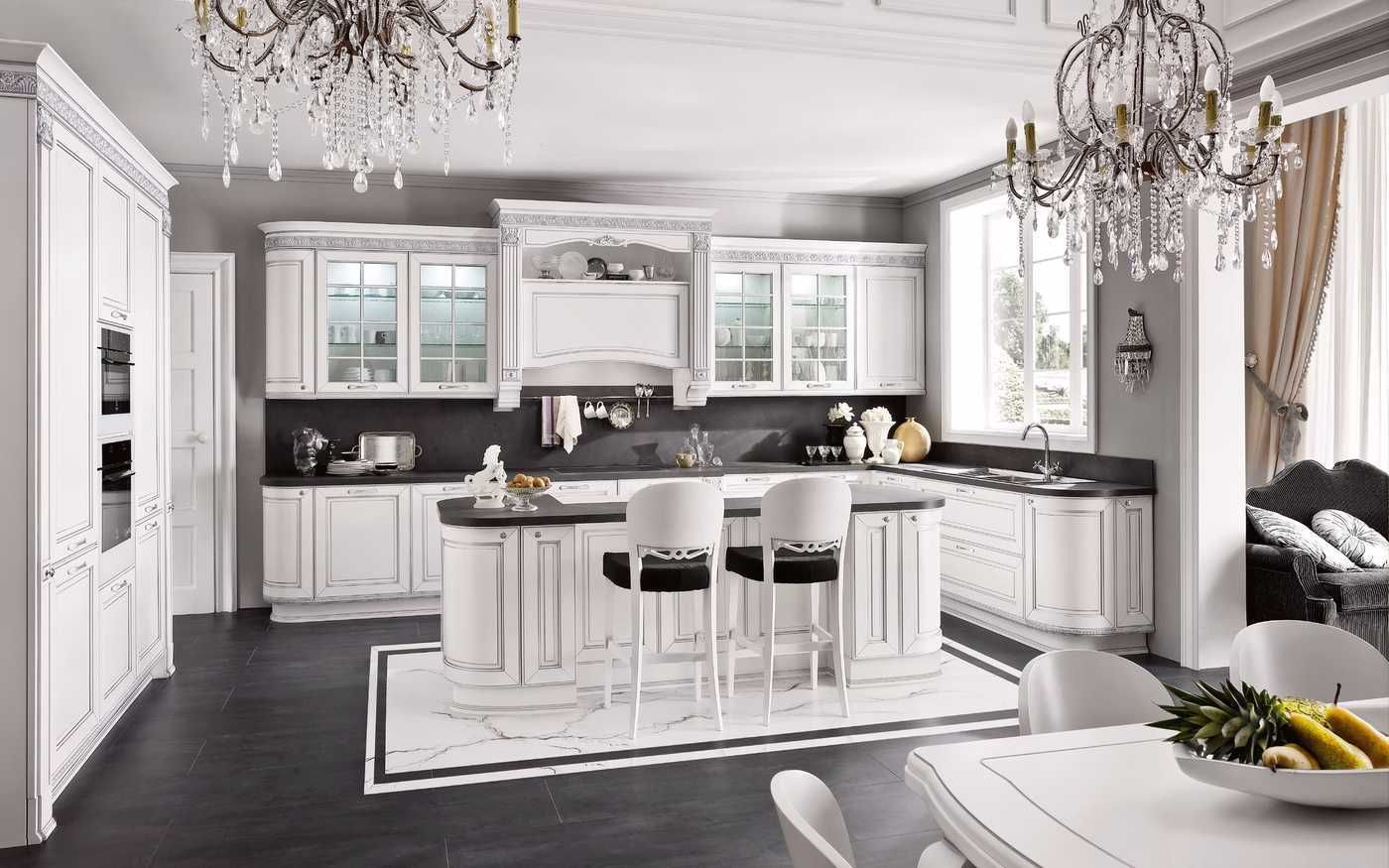 Дизайн черно белой кухни (59 фото)