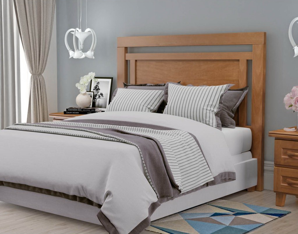 деревянное изголовье современной кровати