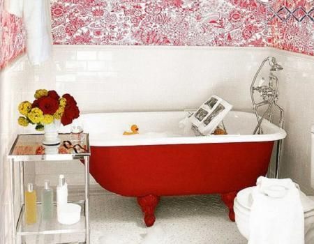 Красная ванная комната — дизайна ванной в красных тонах (75 фото)