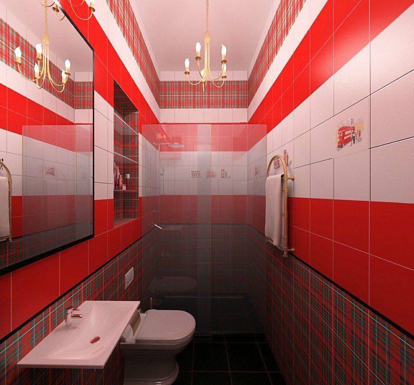 Восхитительные ванные комнаты в красных тонах
